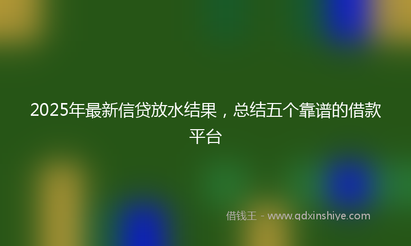2025年最新信贷放水结果，总结五个靠谱的借款平台