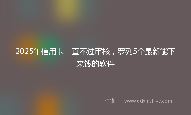 2025年信用卡一直不过审核，罗列5个最新能下来钱的软件