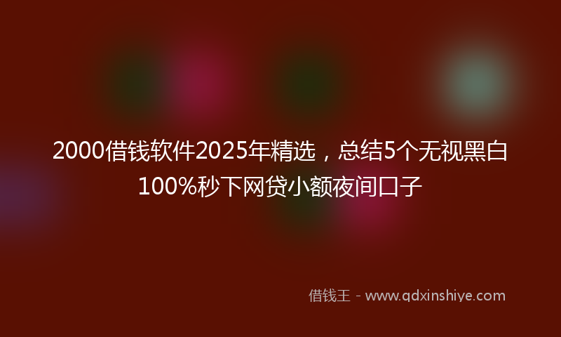 2000借钱软件2025年精选，总结5个无视黑白100%秒下网贷小额夜间口子
