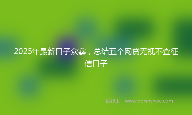 2025年最新口子众鑫，总结五个网贷无视不查征信口子