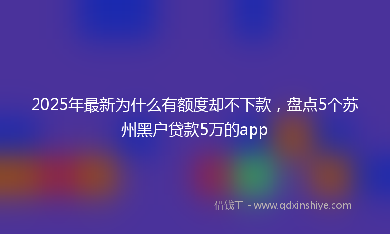2025年最新为什么有额度却不下款，盘点5个苏州黑户贷款5万的app