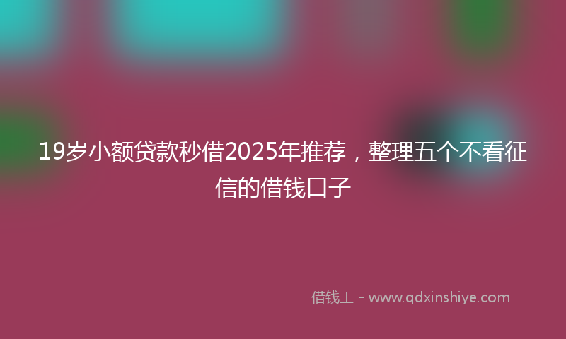 19岁小额贷款秒借2025年推荐，整理五个不看征信的借钱口子