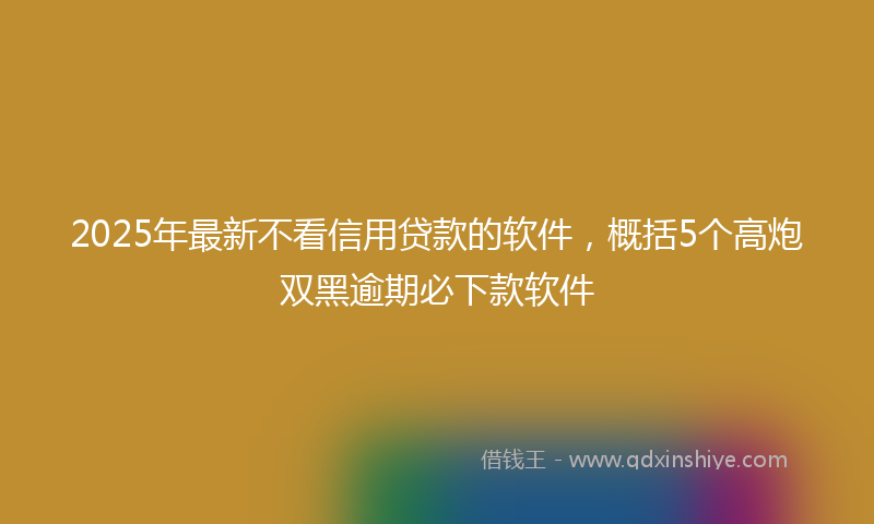 2025年最新不看信用贷款的软件，概括5个高炮双黑逾期必下款软件