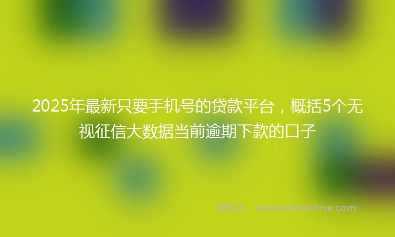 2025年最新只要手机号的贷款平台，概括5个无视征信大数据当前逾期下款的口子