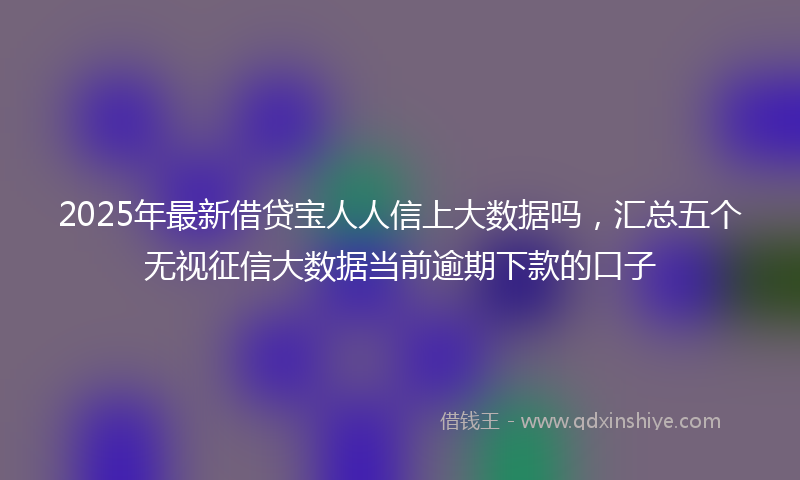 2025年最新借贷宝人人信上大数据吗，汇总五个无视征信大数据当前逾期下款的口子