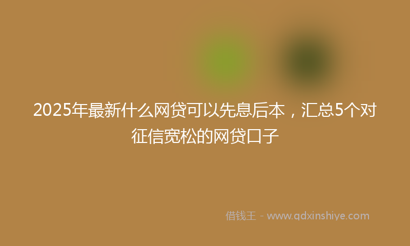 2025年最新什么网贷可以先息后本，汇总5个对征信宽松的网贷口子