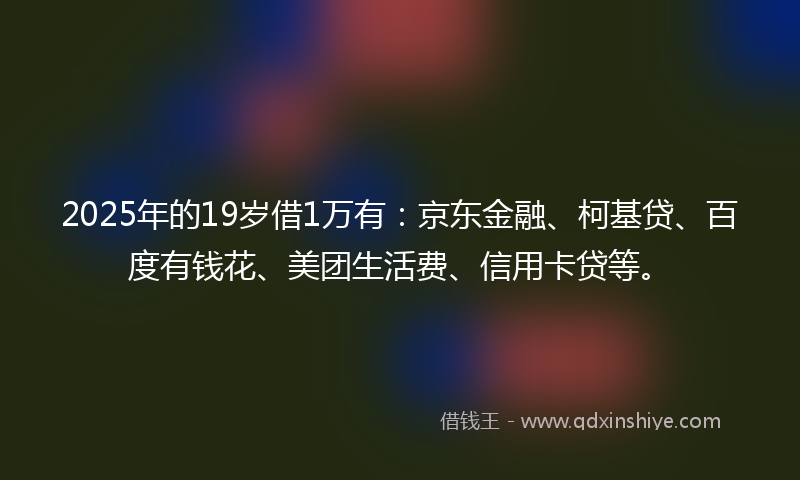 2025年的19岁借1万有：京东金融、柯基贷、百度有钱花、美团生活费、信用卡贷等。