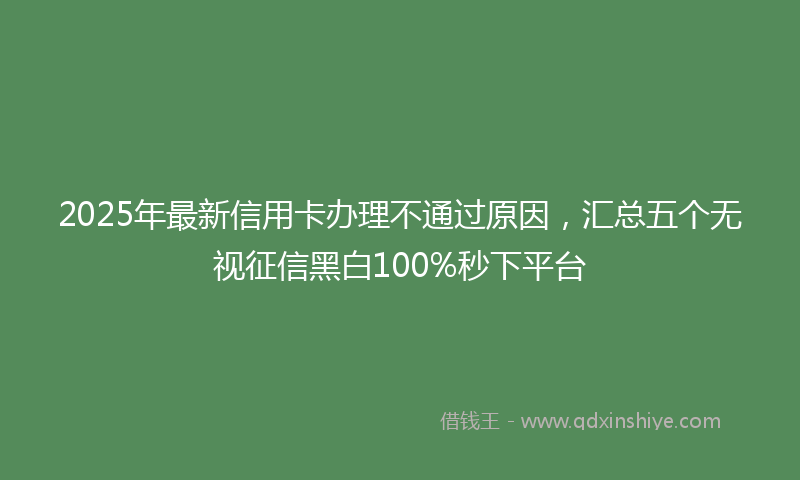 2025年最新信用卡办理不通过原因，汇总五个无视征信黑白100%秒下平台
