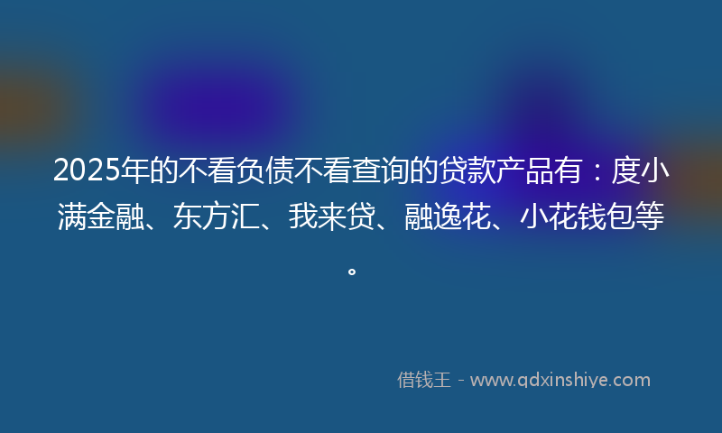 2025年的不看负债不看查询的贷款产品有:度小满金融、东方汇、我来贷、融逸花、小花钱包等。