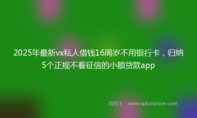 2025年最新vx私人借钱16周岁不用银行卡，归纳5个正规不看征信的小额贷款app