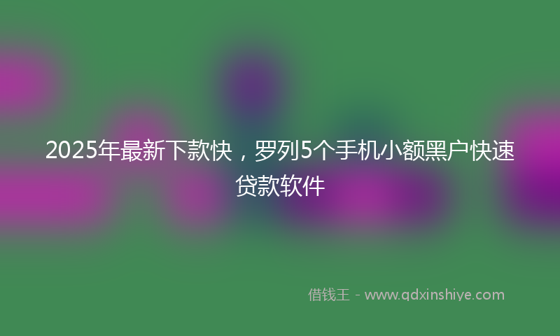 2025年最新下款快，罗列5个手机小额黑户快速贷款软件