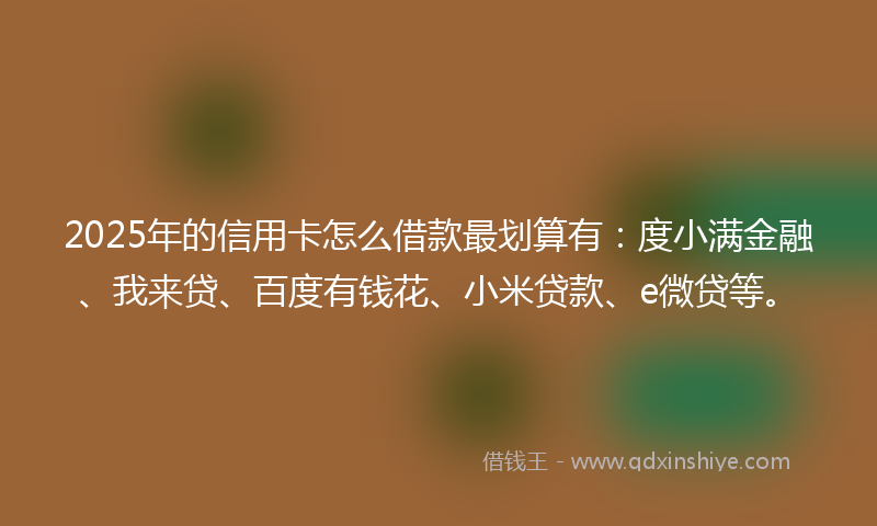 2025年的信用卡怎么借款最划算有：度小满金融、我来贷、百度有钱花、小米贷款、e微贷等。