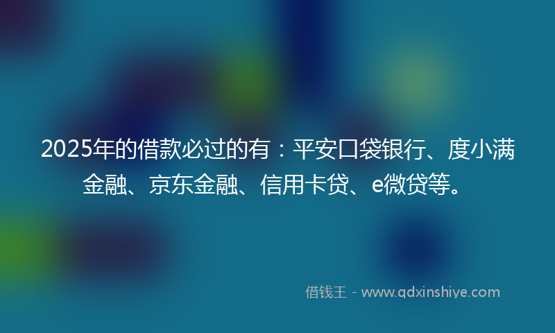 2025年的借款必过的有：平安口袋银行、度小满金融、京东金融、信用卡贷、e微贷等。