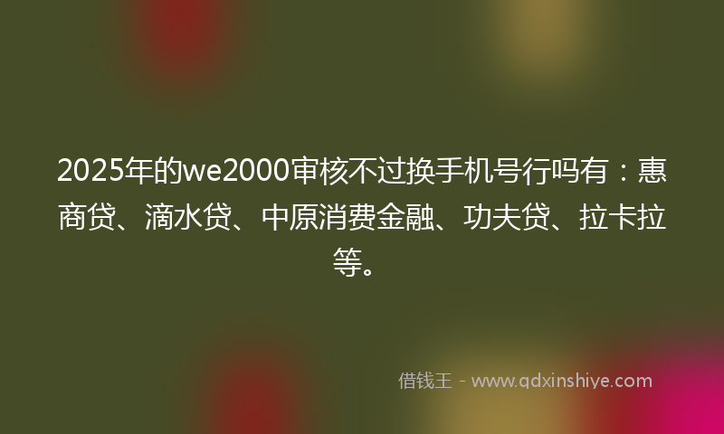 2025年的we2000审核不过换手机号行吗有：惠商贷、滴水贷、中原消费金融、功夫贷、拉卡拉等。