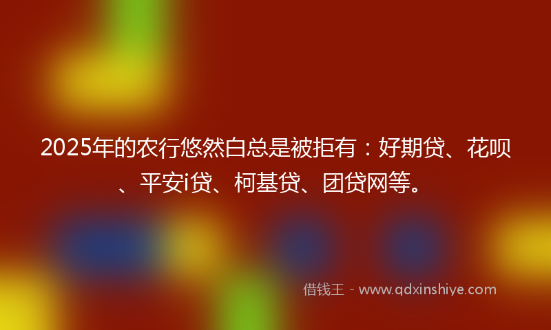 2025年的农行悠然白总是被拒有：好期贷、花呗、平安i贷、柯基贷、团贷网等。