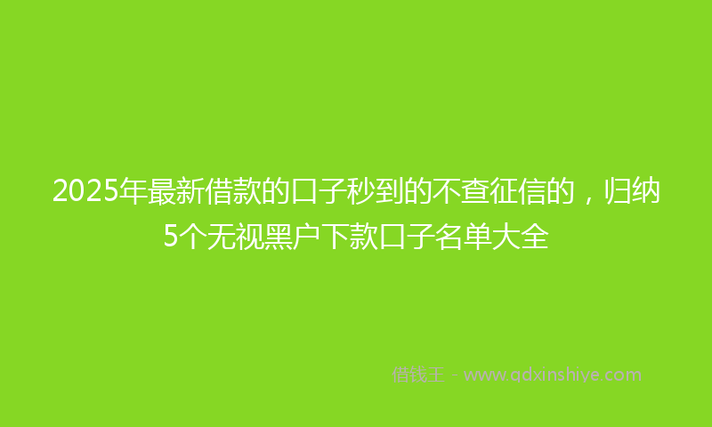 2025年最新借款的口子秒到的不查征信的，归纳5个无视黑户下款口子名单大全