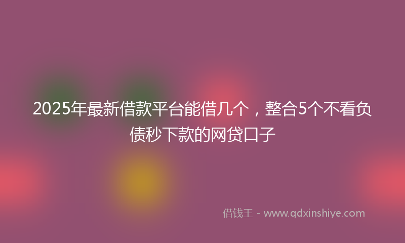 2025年最新借款平台能借几个，整合5个不看负债秒下款的网贷口子