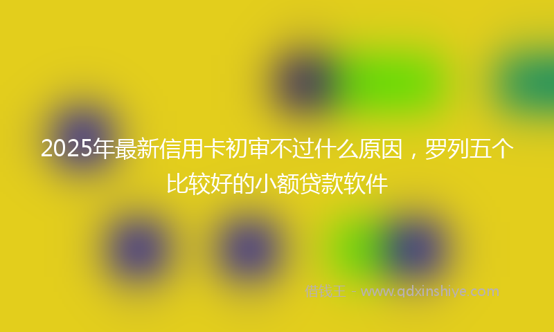 2025年最新信用卡初审不过什么原因，罗列五个比较好的小额贷款软件