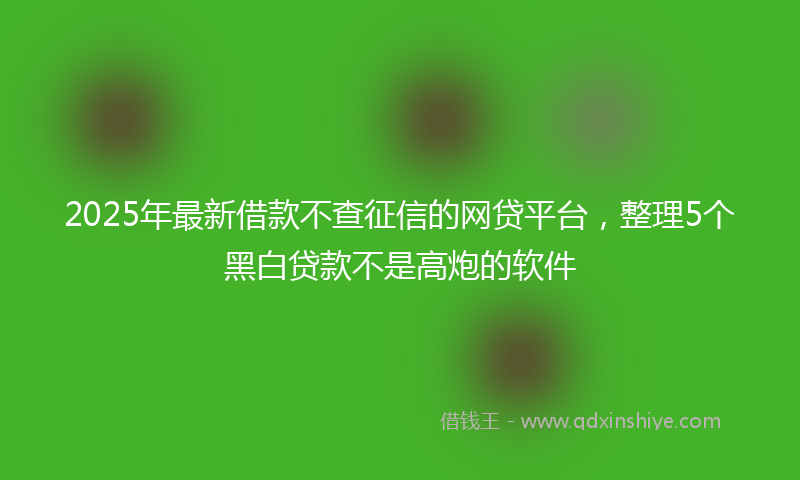 2025年最新借款不查征信的网贷平台，整理5个黑白贷款不是高炮的软件