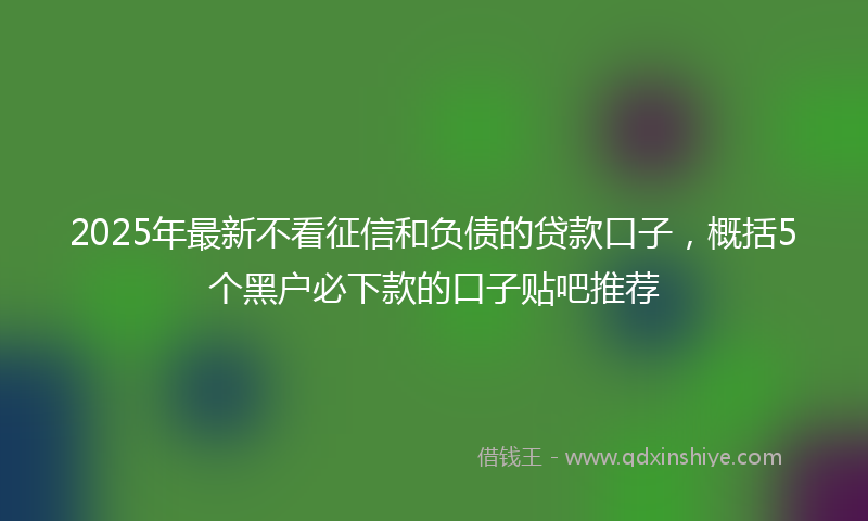 2025年最新不看征信和负债的贷款口子，概括5个黑户必下款的口子贴吧推荐