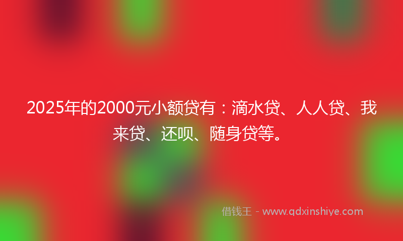 2025年的2000元小额贷有：滴水贷、人人贷、我来贷、还呗、随身贷等。