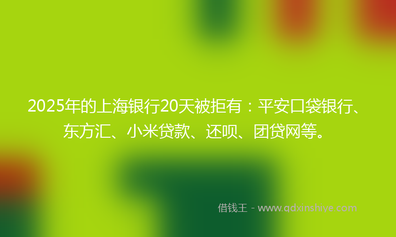 2025年的上海银行20天被拒有：平安口袋银行、东方汇、小米贷款、还呗、团贷网等。