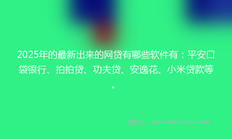 2025年的最新出来的网贷有哪些软件有：平安口袋银行、拍拍贷、功夫贷、安逸花、小米贷款等。