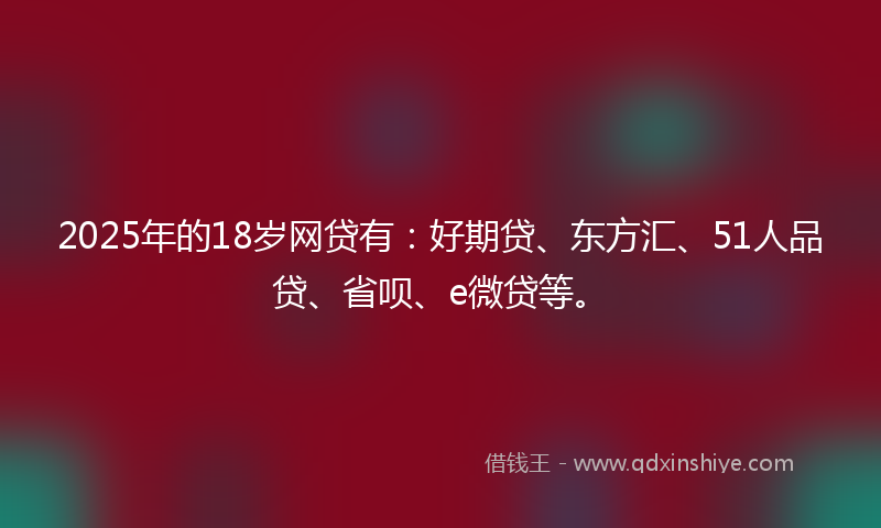 2025年的18岁网贷有：好期贷、东方汇、51人品贷、省呗、e微贷等。