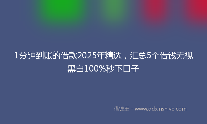 1分钟到账的借款2025年精选，汇总5个借钱无视黑白100%秒下口子