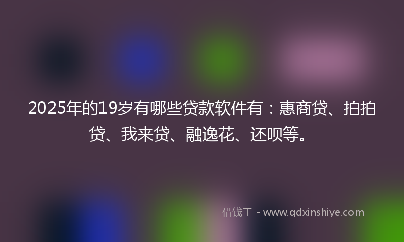 2025年的19岁有哪些贷款软件有：惠商贷、拍拍贷、我来贷、融逸花、还呗等。
