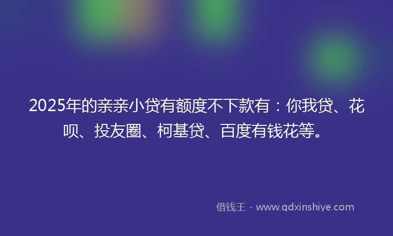 2025年的亲亲小贷有额度不下款有：你我贷、花呗、投友圈、柯基贷、百度有钱花等。