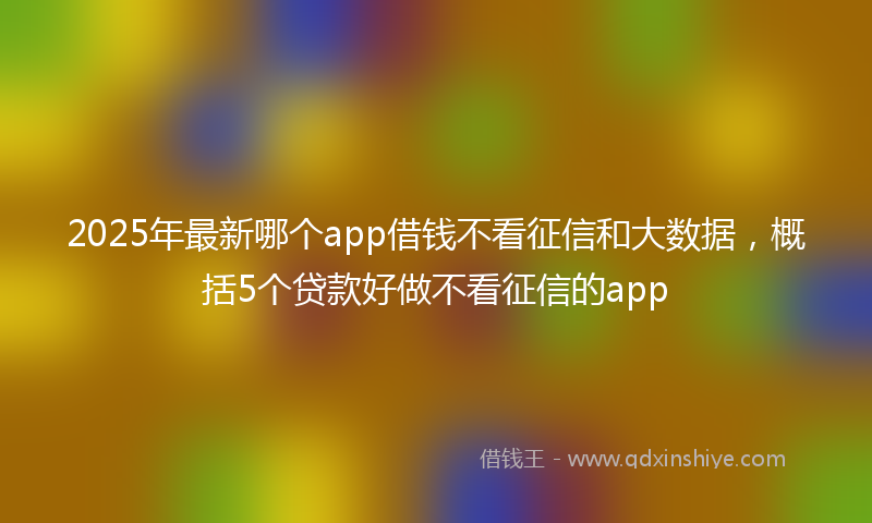 2025年最新哪个app借钱不看征信和大数据，概括5个贷款好做不看征信的app