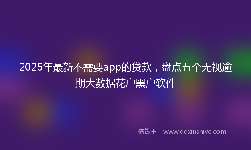 2025年最新不需要app的贷款，盘点五个无视逾期大数据花户黑户软件