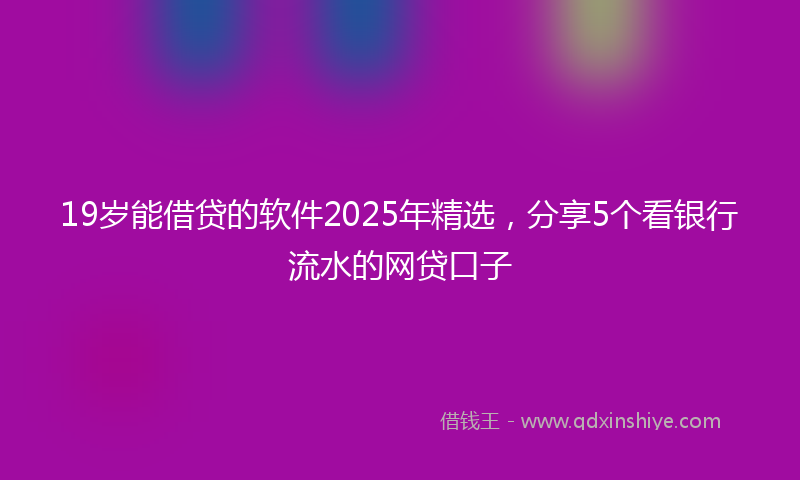 19岁能借贷的软件2025年精选，分享5个看银行流水的网贷口子