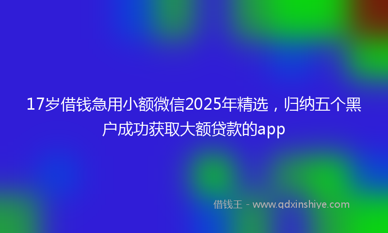 17岁借钱急用小额微信2025年精选，归纳五个黑户成功获取大额贷款的app