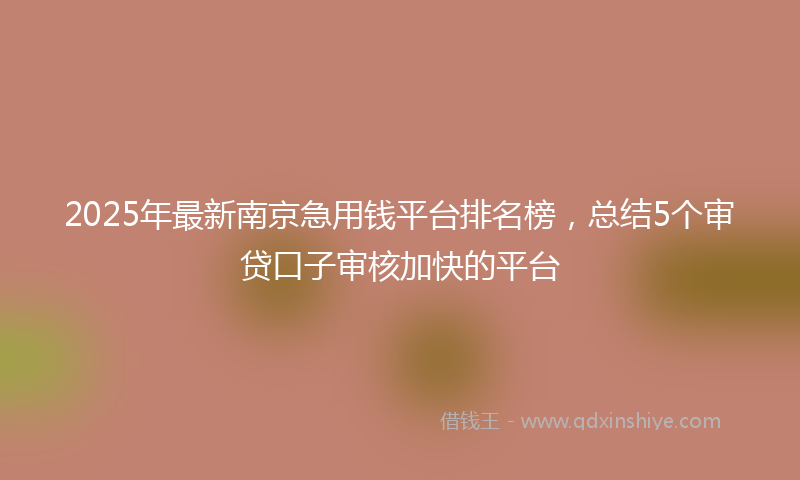 2025年最新南京急用钱平台排名榜，总结5个审贷口子审核加快的平台
