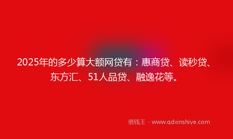 2025年的多少算大额网贷有：惠商贷、读秒贷、东方汇、51人品贷、融逸花等。