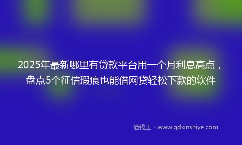 2025年最新哪里有贷款平台用一个月利息高点，盘点5个征信瑕疵也能借网贷轻松下款的软件