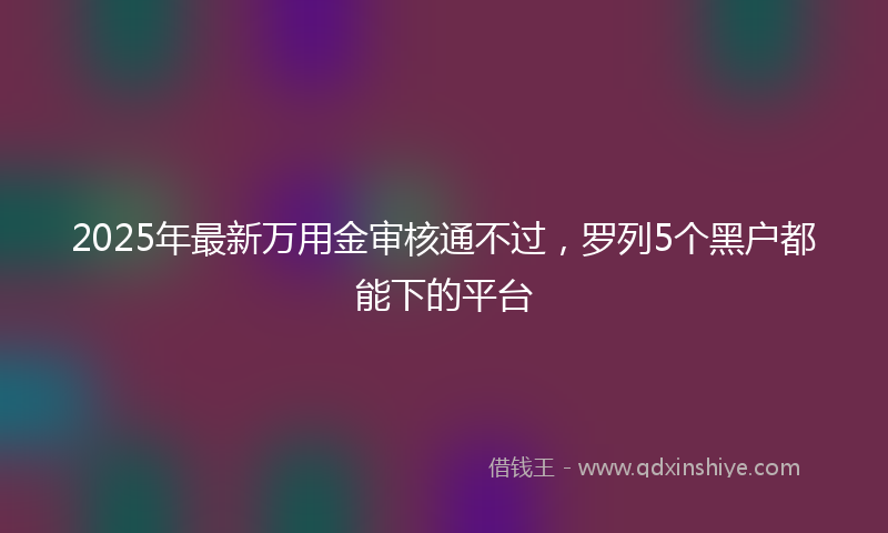 2025年最新万用金审核通不过，罗列5个黑户都能下的平台