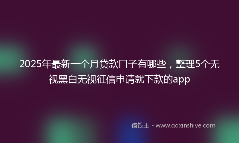 2025年最新一个月贷款口子有哪些，整理5个无视黑白无视征信申请就下款的app