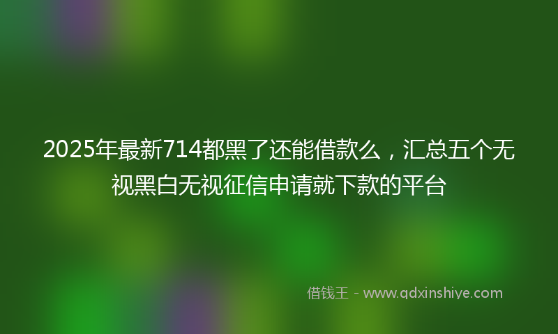 2025年最新714都黑了还能借款么，汇总五个无视黑白无视征信申请就下款的平台
