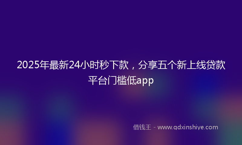 2025年最新24小时秒下款，分享五个新上线贷款平台门槛低app
