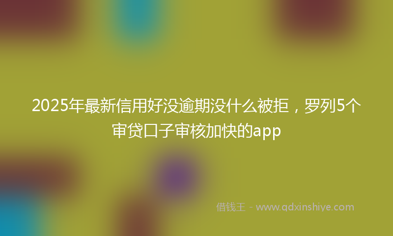 2025年最新信用好没逾期没什么被拒，罗列5个审贷口子审核加快的app