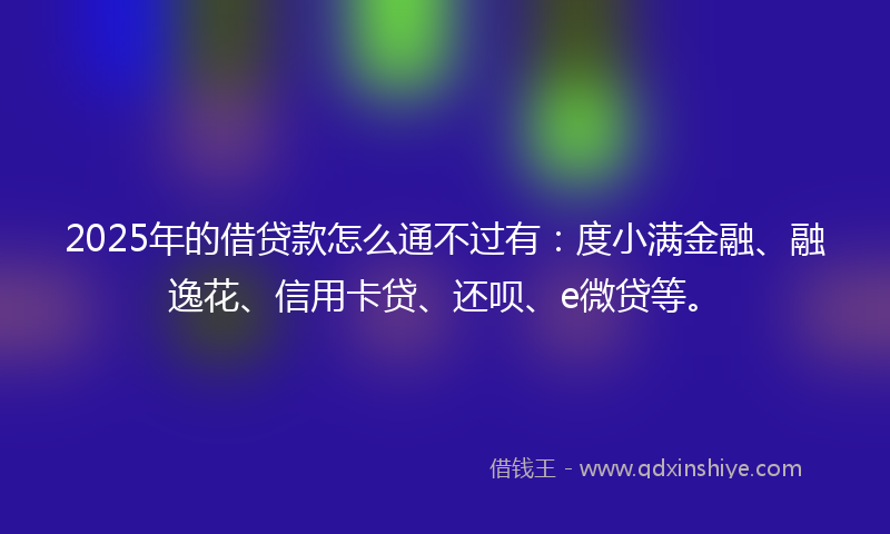 2025年的借贷款怎么通不过有：度小满金融、融逸花、信用卡贷、还呗、e微贷等。