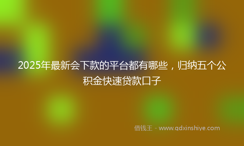 2025年最新会下款的平台都有哪些，归纳五个公积金快速贷款口子