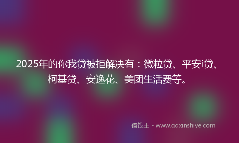 2025年的你我贷被拒解决有：微粒贷、平安i贷、柯基贷、安逸花、美团生活费等。