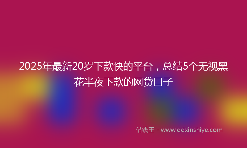 2025年最新20岁下款快的平台，总结5个无视黑花半夜下款的网贷口子