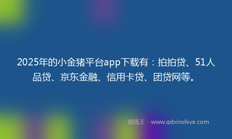 2025年的小金猪平台app下载有：拍拍贷、51人品贷、京东金融、信用卡贷、团贷网等。