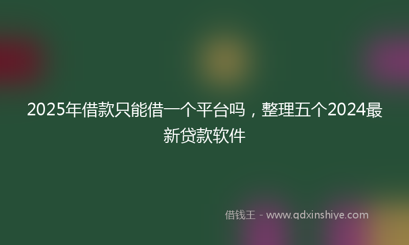2025年借款只能借一个平台吗，整理五个2024最新贷款软件