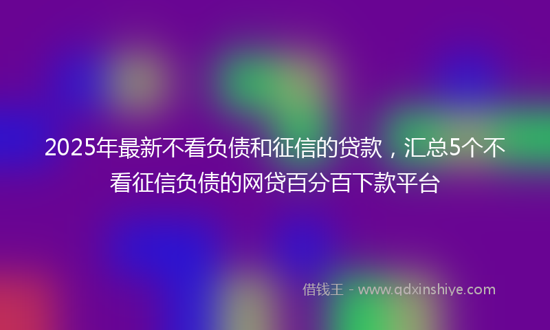 2025年最新不看负债和征信的贷款，汇总5个不看征信负债的网贷百分百下款平台